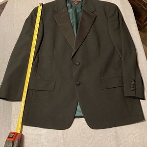 Men’s black Tommy Hilfiger tuxedo/formal suit alterations with measurements